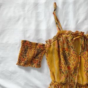 yellow floral midi dress